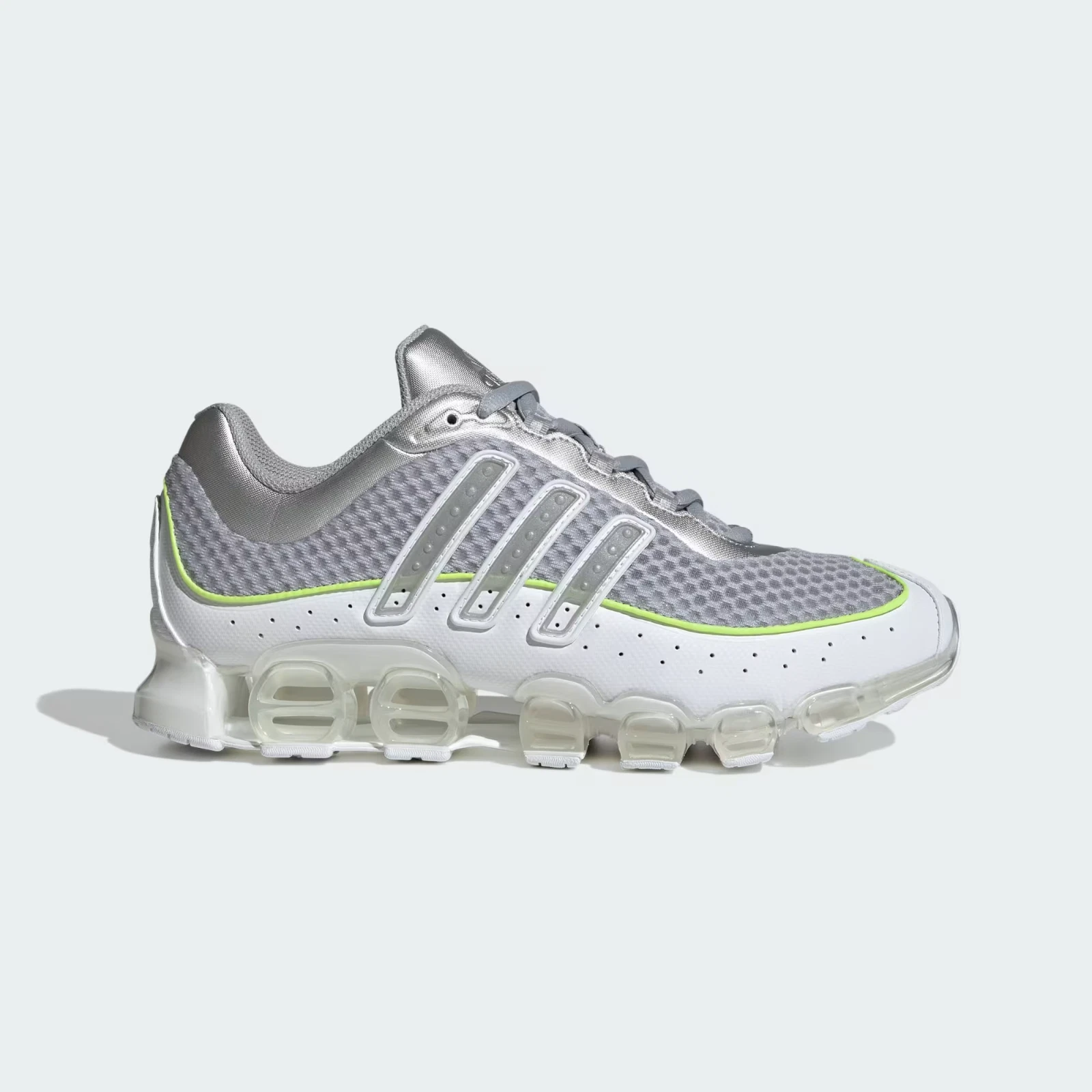 Adidas Originals Megaride Shoes in Silver Metallic/Cloud White/Solar Yellow