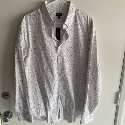 Express Slim 1x Men s Size XLarge Confettii Floral Button Up Shirt Fun Shirt