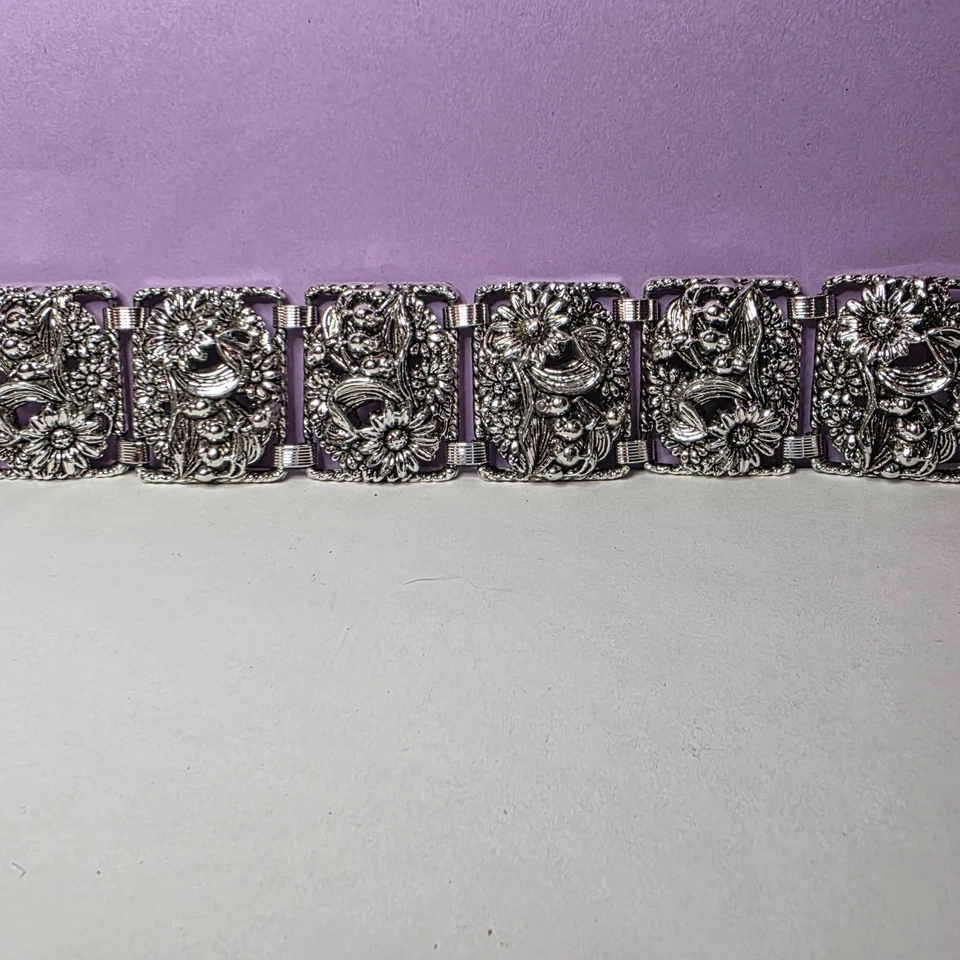 Винтажный антикварный садовый широкий цветочный 6-панельный браслет Sarah Coventry 7,5 дюйма - Изображение 2 из 4