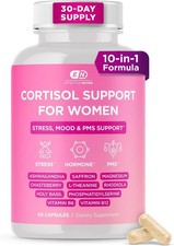 10-In-1 Cortisol Support for Women - Balance Hormones, Sleep, Stress,