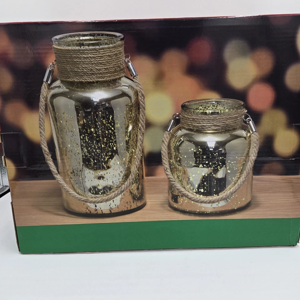 TRIMMERRY 2 件套黄金水星玻璃罐套装 LED 串灯 6 小时计时器  — 第 2/4 张图片