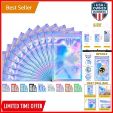 100PC Smell Proof Holographic Packaging Bags Resealable Foil Food Storage