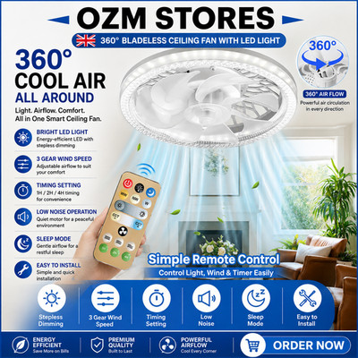 Großer LED Deckenventilator 6 Geschwindigkeiten mit Beleuchtung LED Licht verstellbarer Wind + Fernbedienung