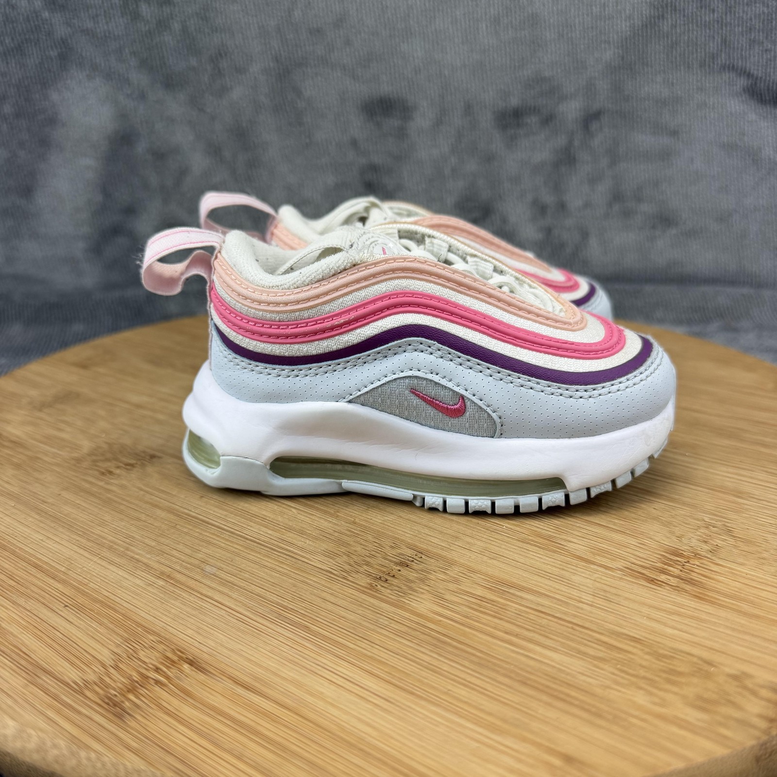 Nike Air Max 97 Shoes Girls Size 5C Pink Striped Mesh Casual