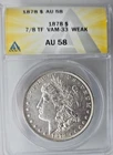 1878-P 7/8TF Week US Morgan SIlver Dollar ANACS AU 58 (VAM-33)