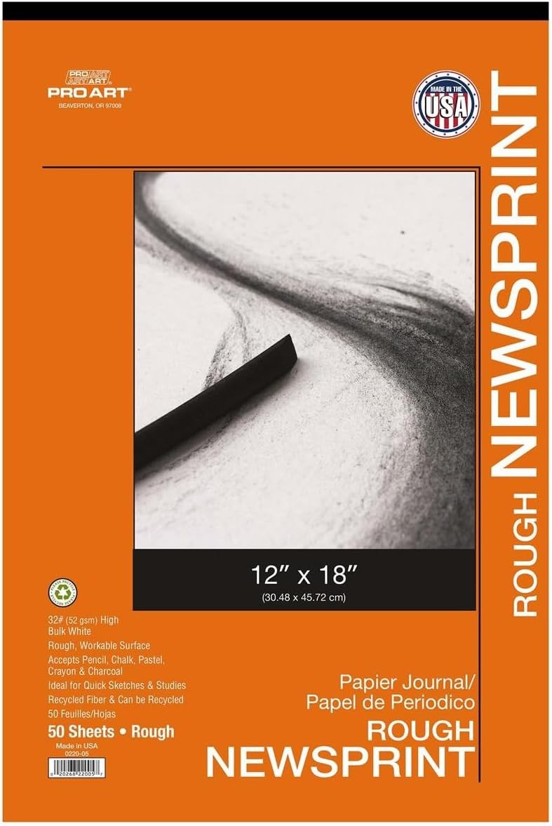 Large Newsprint Sketch Pad, 32lb, 12 in x 18 in, Great for A