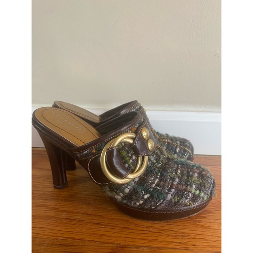 Coach Claude tweed mules size 7 - Picture 2 of 9