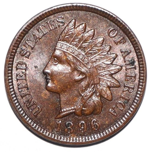1896 Indian Head Cent 4 DIAMONDS BRN/RD UNC (O187)