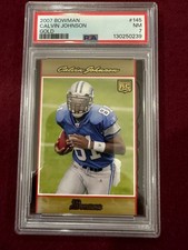 Calvin Johnson 2007 Bowman Gold Rookie Card RC PSA 7 NM Lions. rookie card picture