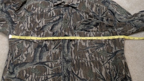 Vintage Mossy Oak Flannel Shirt Mens Medium Green Chamois The First Perfect Camo - Picture 9 of 19