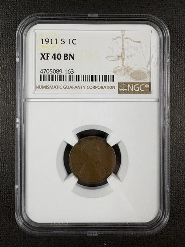 1911-S Lincoln Cent NGC XF40 BN Semi-Key Date