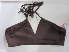 NWT Pilyq Coco L Solid Keyhole Halter Criss-Cross Bikini Swim Top 108182