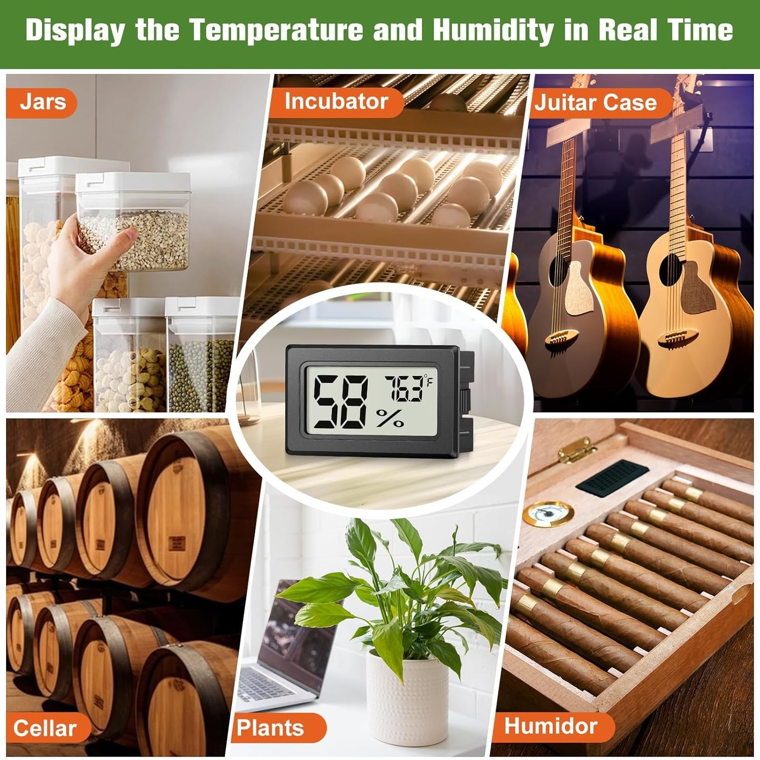 6 Pack Mini Hygrometer Indoor Humidity Meter, Small Digital Thermometer Humidity