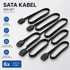 6x Sata Kabel | 6 Gb/s | Gewinkelt & Ungewink...
