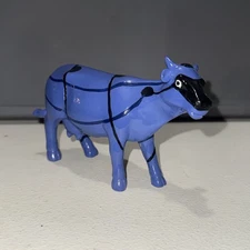 K's Collection   Multi- Colored Cow Figurine 6 1/2" Long 3 3/4" Tall Blue Black