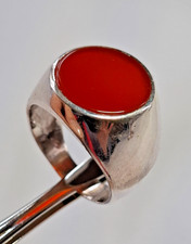 Silber 925 Herrenring massiv Karneol dunkles orange Gr.  72 / 22,9 mm NEU