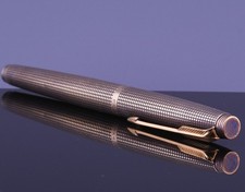 PARKER 75 CISELE STERLING SILVER 14K GOLD FILLED FLAT TOP FOUNTAIN PEN GOLD NIB