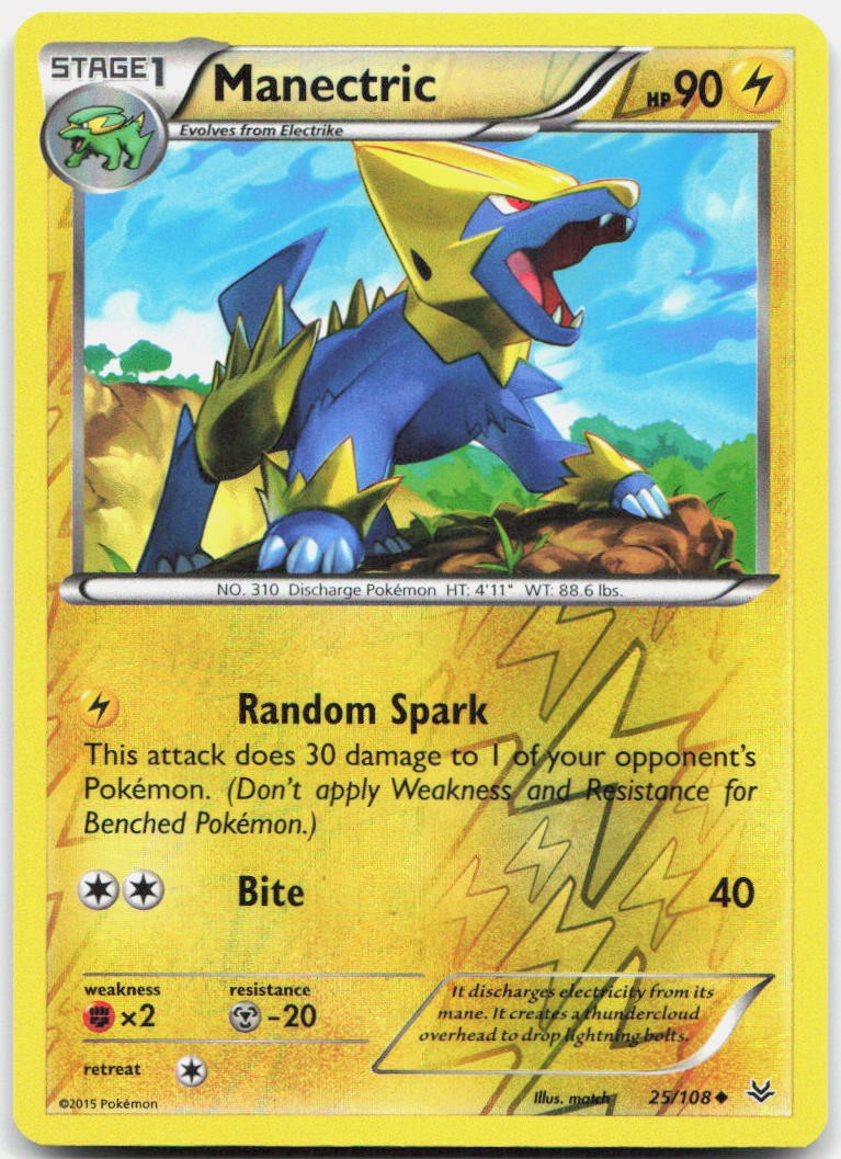 Manectric 25/108 Uncommon Roaring Skies Pokemon Reverse Holo NM/LP
