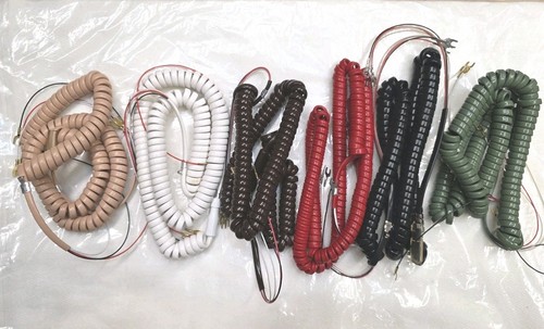 vintage retro assorted coiled 12ft telephone handset cords new old stock