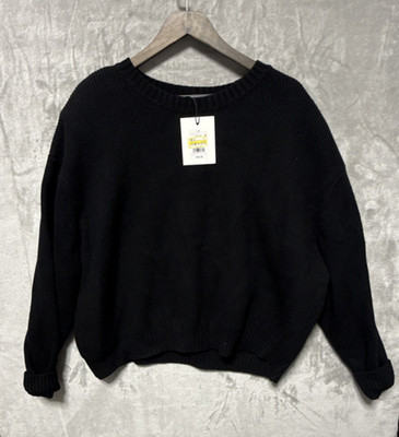 KBB by Kahlana Black Knit Cotton Pullover Sweater 1X Plus Long Sleeve
