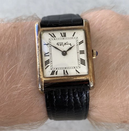 1978 Roy King Tank 925 Sterling Silver Manual Wind Swiss Roman Numeral Watch - Picture 3 of 23