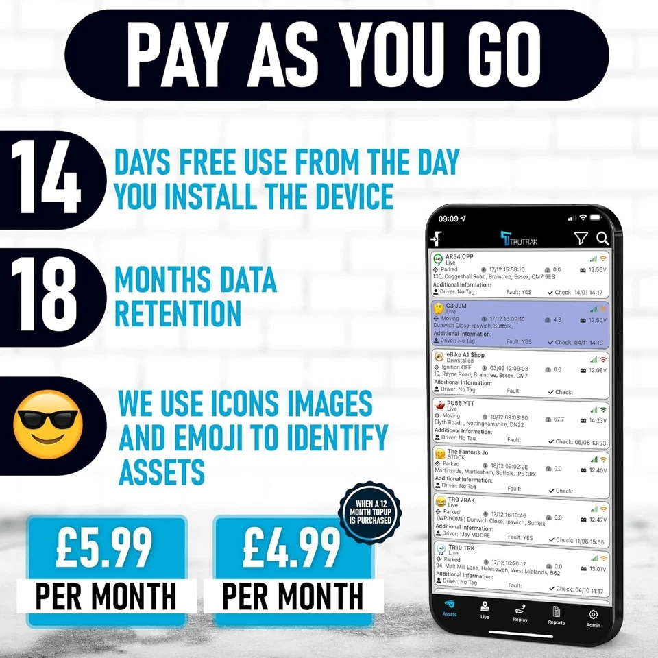 TruTrak GPS Tracker - Echtzeit Fahrzeug Van Motorrad Wohnwagen Auto Tracking PAYG - Bild 3 von 4