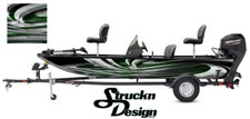 Gray Green Grunge Swirls Hexagon Pattern Bass Boat Decal Wrap USA Vinyl