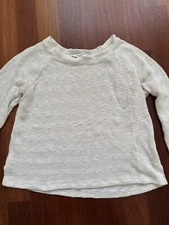 SPLENDID Off- White Ivory Stripe Texture Knit Top Women's Size L