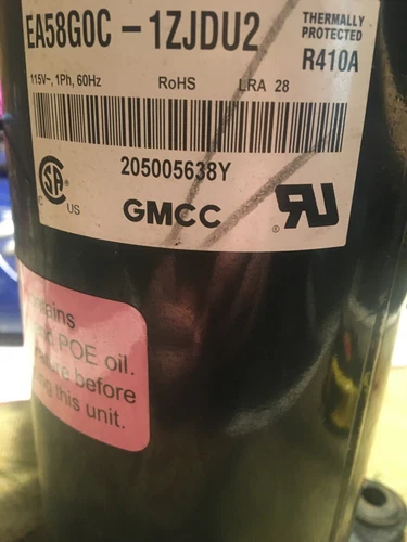 GMCC.EA58G0C- 1ZJDU2 115V 1Ph 60Hz LRA 28 R410A For Frigidaire Compressor