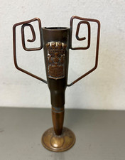 WW1 Brass Trench Art Tiny Vase Verdum emblem 3 inches high