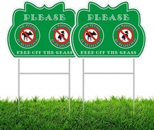 No Peeing/Pooping Be Respectful Dog Sign Keep Off The Grass Yard Sign with Wire