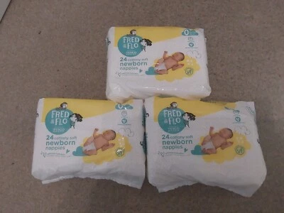 FRED AND FLO TESCO FRED & FLO NEWBORN NAPPIES 72 (3x24)NAPPIES 2-5lbs SIZE 0 PREMATURE DOLLS