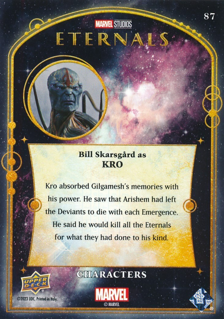 upper deck marvelエターナルズ ビル・スカルスガルド 87 BILL SKARSGARD AS KRO 2023 Upper Deck Marvel Eternals