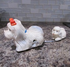 Vintage Wind Up Tin Toy Dog with Puppy Trade Mark Alps Made in Japan Not Working