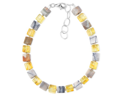 925 Silber Elegantes Bernstein-Jaspis Armband