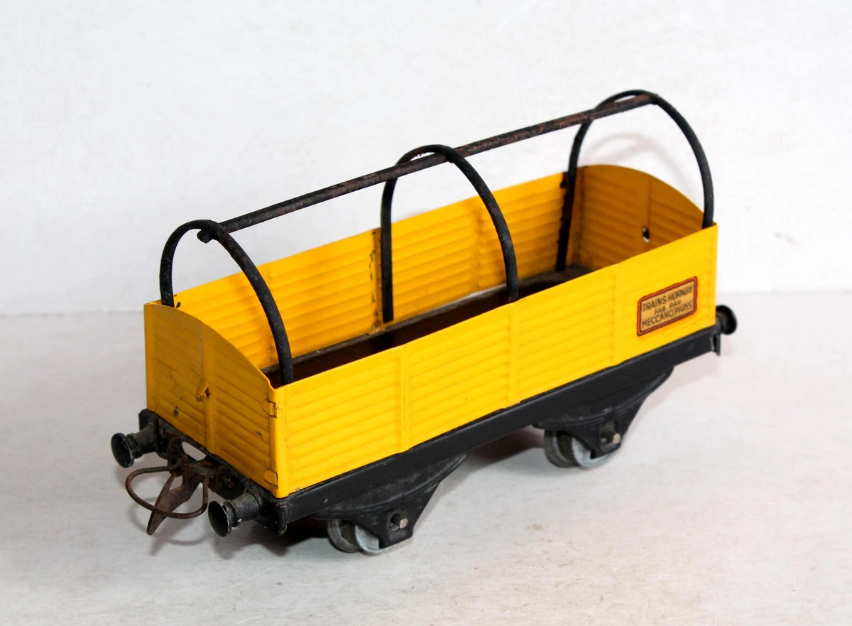 Wagon De Train Hornby – Frein-marchandises échelle 0 – Ancien, En Métal Blanc, Boîte D'origine (tachée) – Vintage Collection
