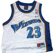 VTG MICHAEL JORDAN WASHINGTON WIZARDS NIKE SWINGMAN JERSEY YOUTH M 2 SEWN