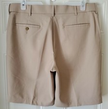 GRANDSLAM men's flat front tan polyester shorts sz 38 KO16692