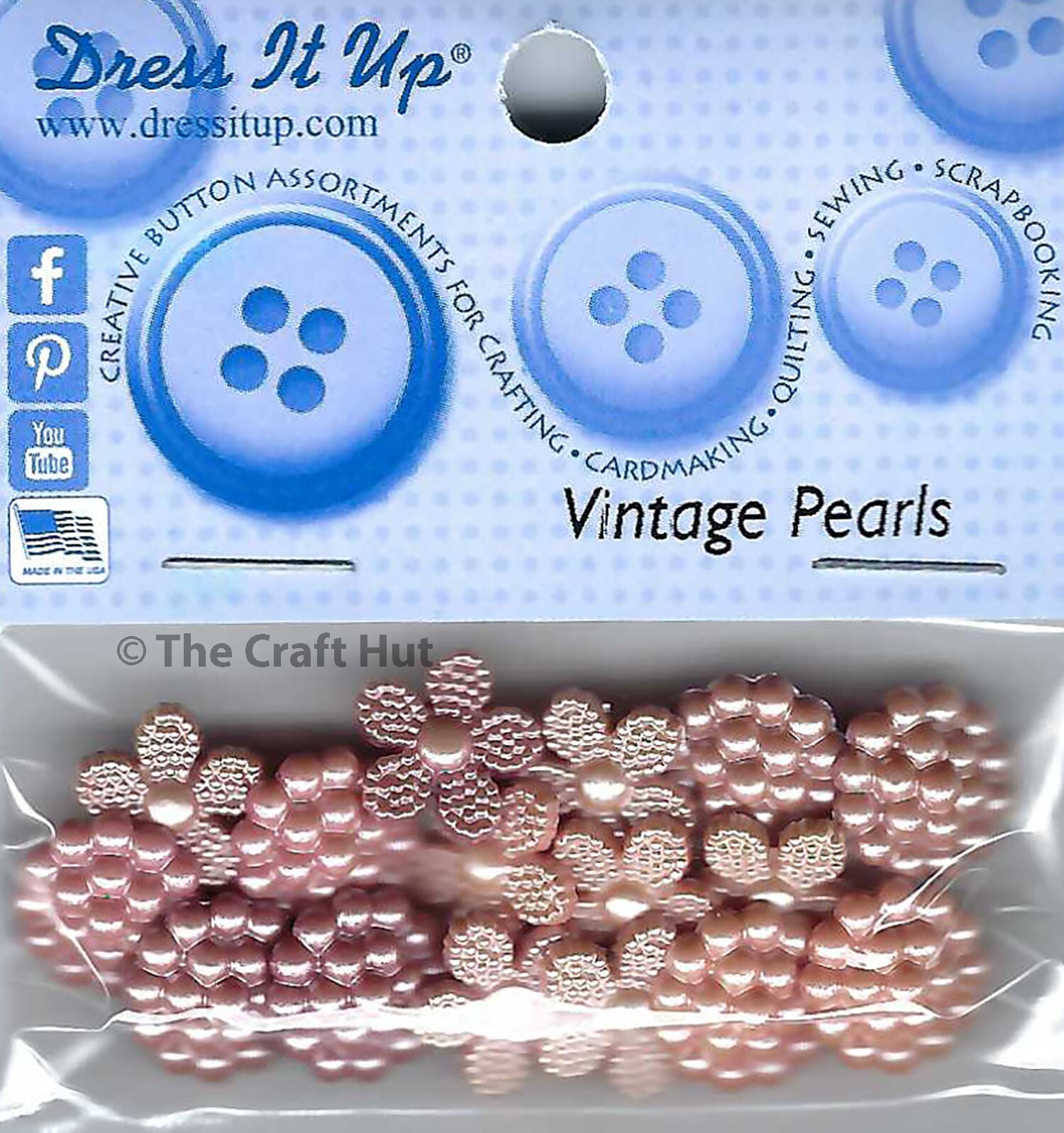 Dress It Up Novelty Shank Buttons Pretty Vintage Pearls  Sewing Craft New
