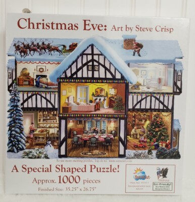 CHRISTMAS EVE 1000 PIECE JIGSAW PUZZLE SUNSOUT Steve Crisp Shaped 35x26 ...