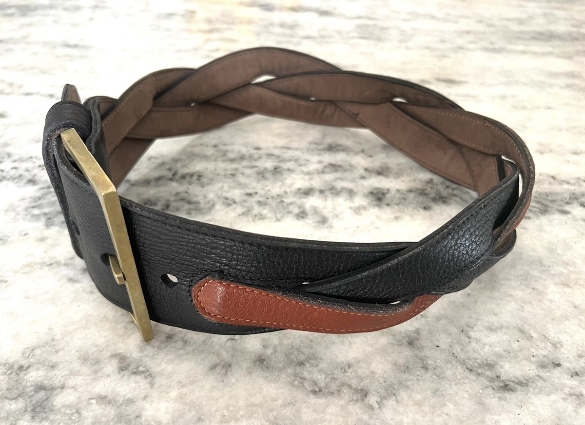Vintage 80s Johnny Farah Cowhide Brass Chain Belt Women main image 4