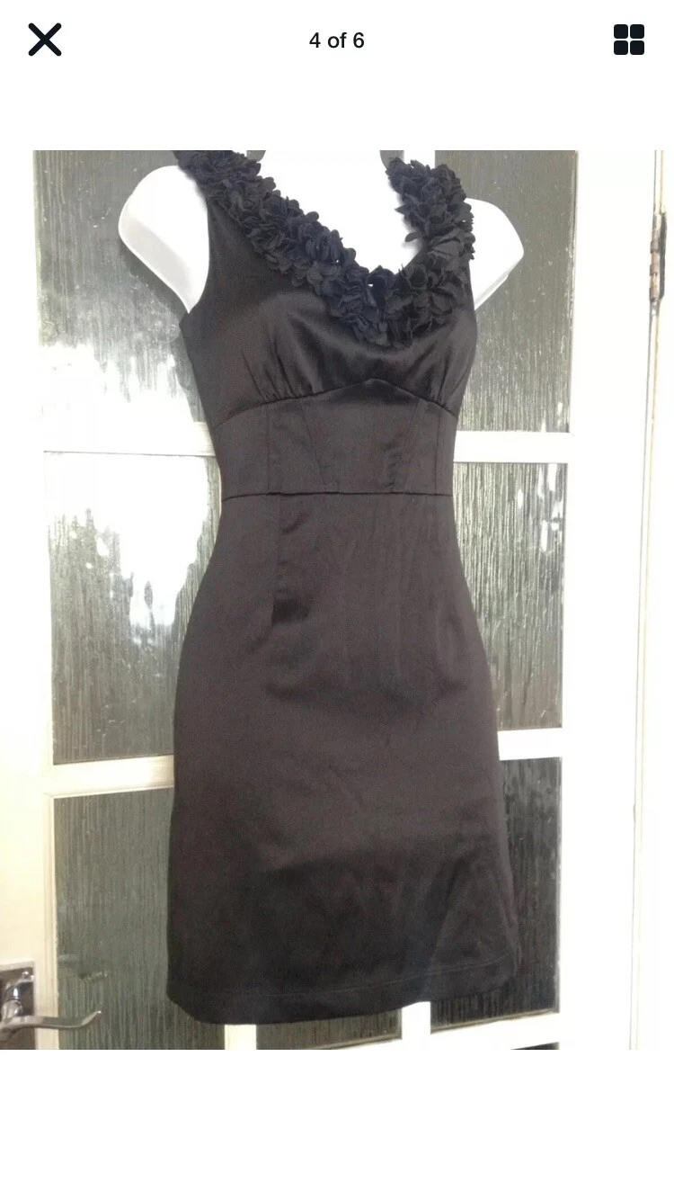 UNDERCOVER Secret Weekend Black Satin Dress Xs Size 6 VGC