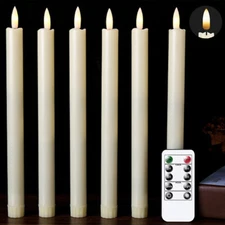Set of 6 Candle Light Decorative Remote Control Real Wax Flameless Moving Wick