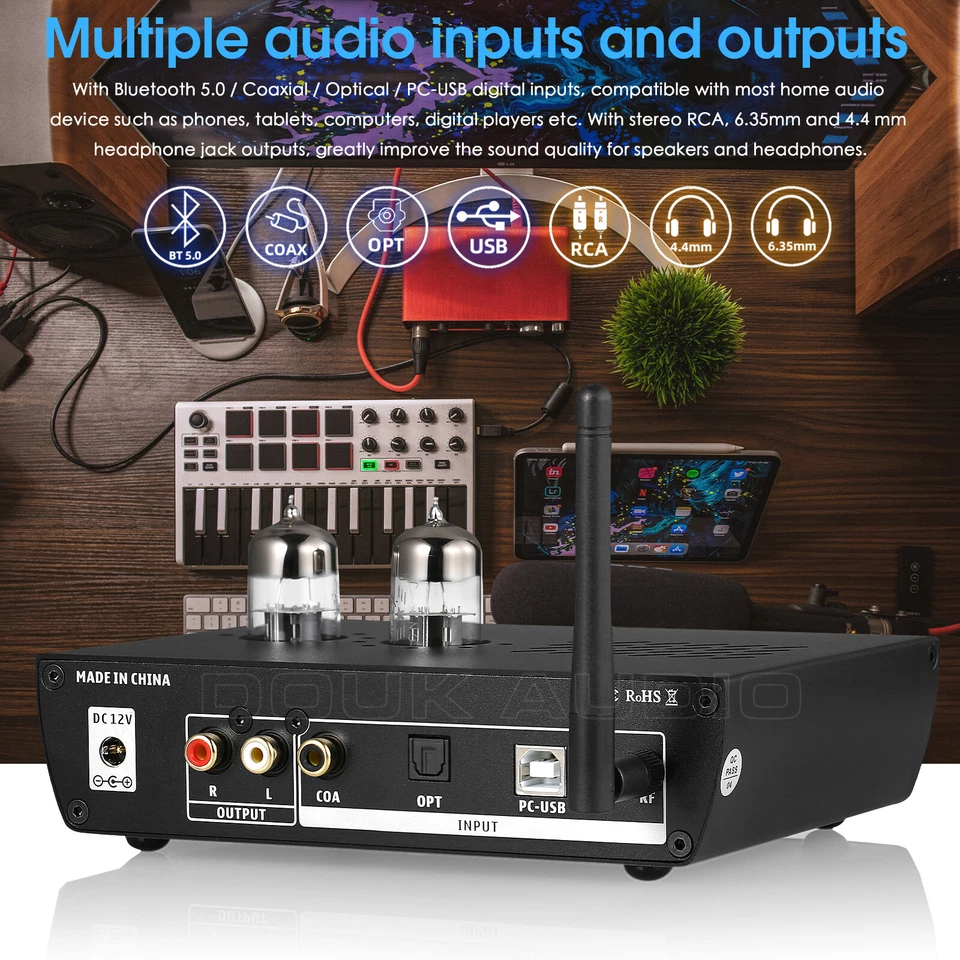 HiFi Bluetooth 5.0 Tube Preamp USB DAC S/PDIF D/A Converter Headphone Amp DSD512 - Image 4 of 4