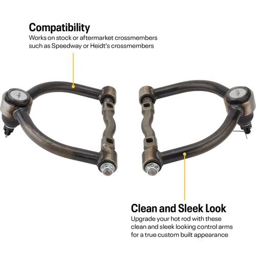 Speedway Tubular Upper Control Arms, Stock Width, Pair, Fits Mustang II - Picture 3 of 15