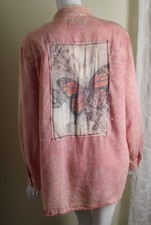 New The Nu Vintage Sz L Butterfly Upcycled Western Chic Long Tunic Shirt Top