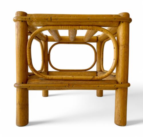 Vintage bamboo stool side table plant stand foot stool square 1980's AUSTRALIA - Picture 6 of 8