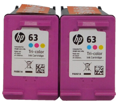 HP 63 Color 2 Pack Ink Cartridge F6U61AN Genuine