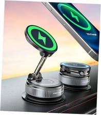15W Wireless Charger Magnetic Car Phone Holder Vacuum Suction Cup 360 