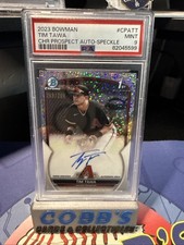 2023 BOWMAN CHROME PROSPECT AUTOGRAPHS Speckle #CPATT TIM TAWA /299 PSA 9 Lw Pop